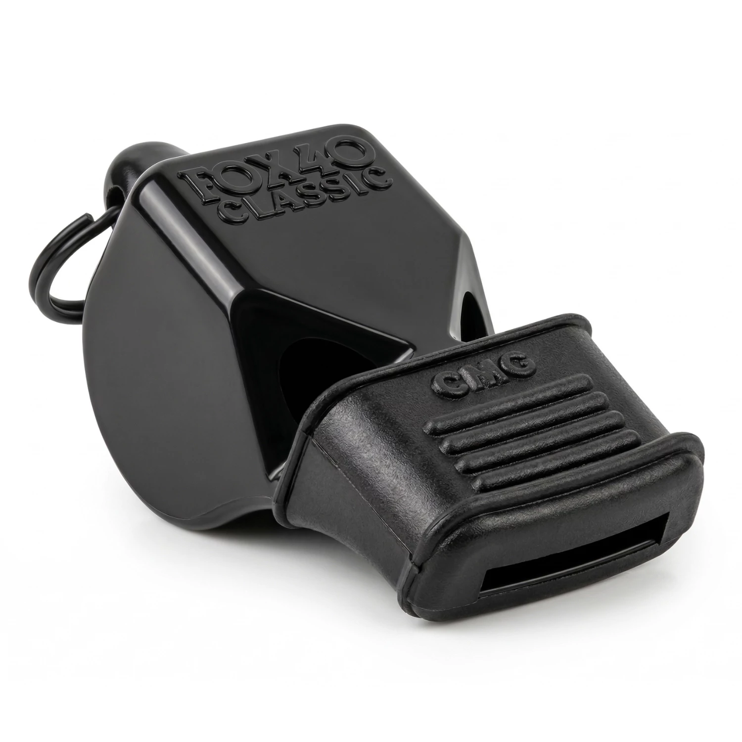 Fekete játékvezetői síp, fogkímélő szájrésszel FOX40 CLASSIC CMG OFFICIAL BLACK
