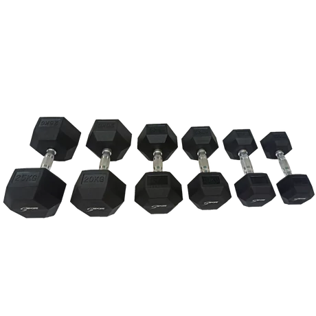 S-SPORT Hatszögletű gumis kézisúlyzó, 25 kg