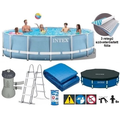 Vízforgatós medence szett, fémvázas 457×122 cm - INTEX PRISM FRAME POOL - SportSarok