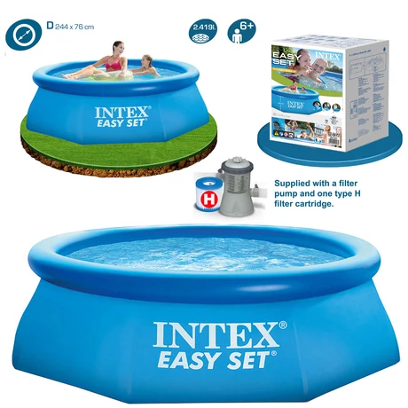 Intex Easy vízforgatós medence szett, 244×76cm, vízforgatóval + ajándék takarófóliával - 28112NP - SportSarok