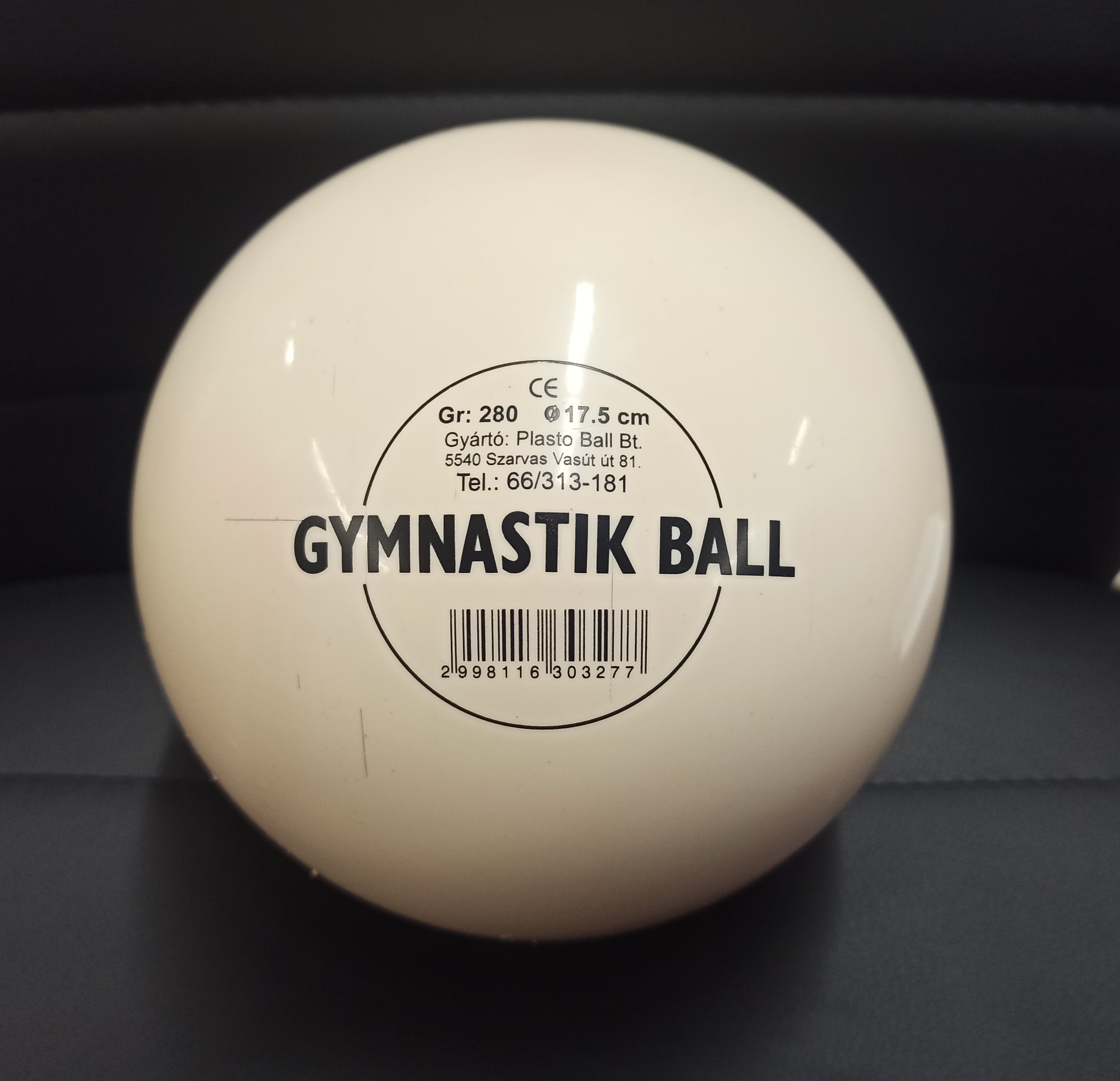 Gimnasztikai / ritmika labda Fehér 17,5 cm PLASTO