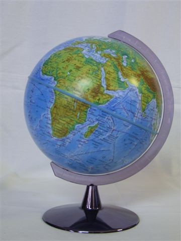 Földgömb, 25 cm -  hegy-vízrajzi